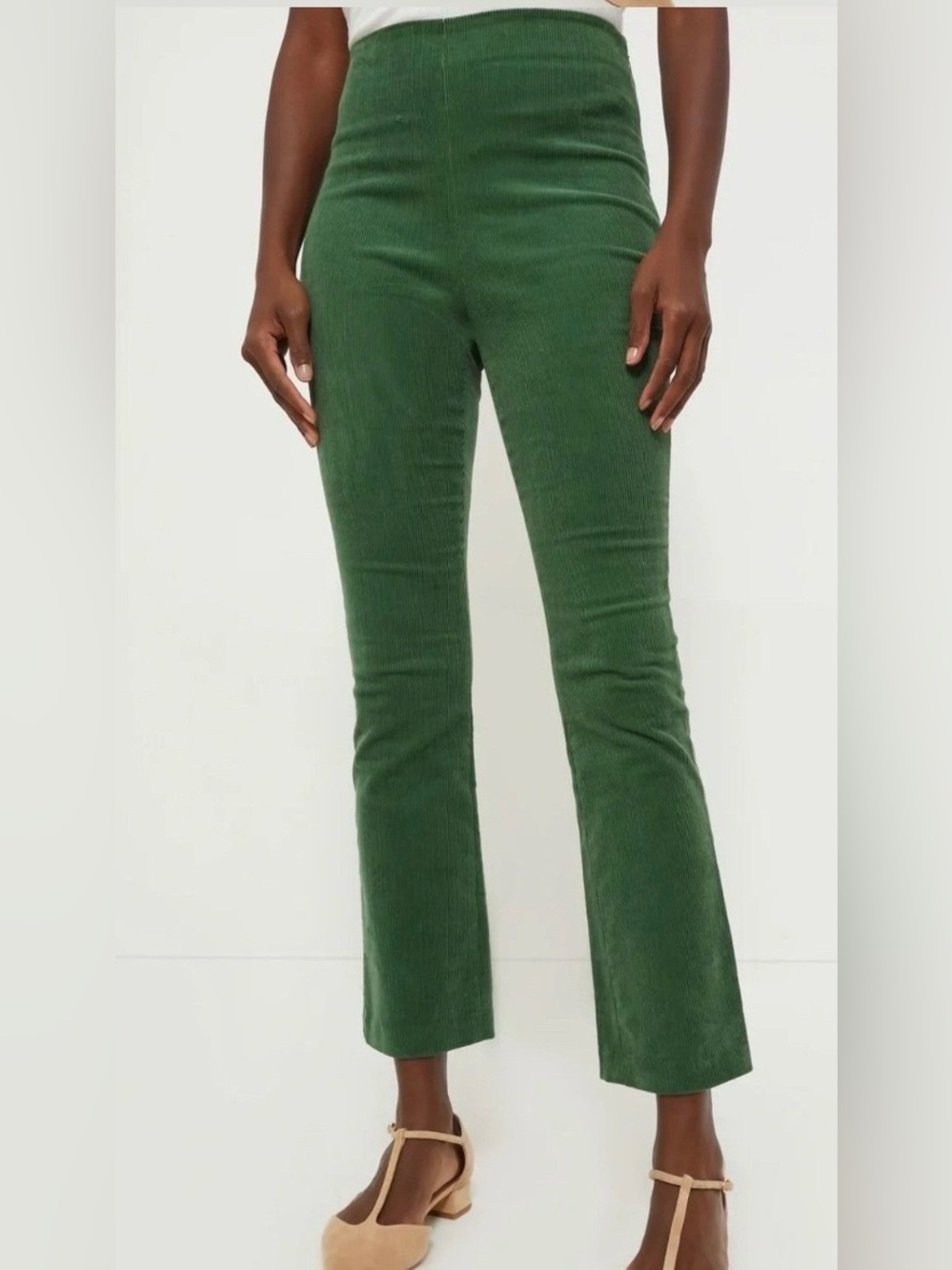 Tuckernuck Green Corduroy Ashford Pants High Waisted Cropped Kick Flare Size S